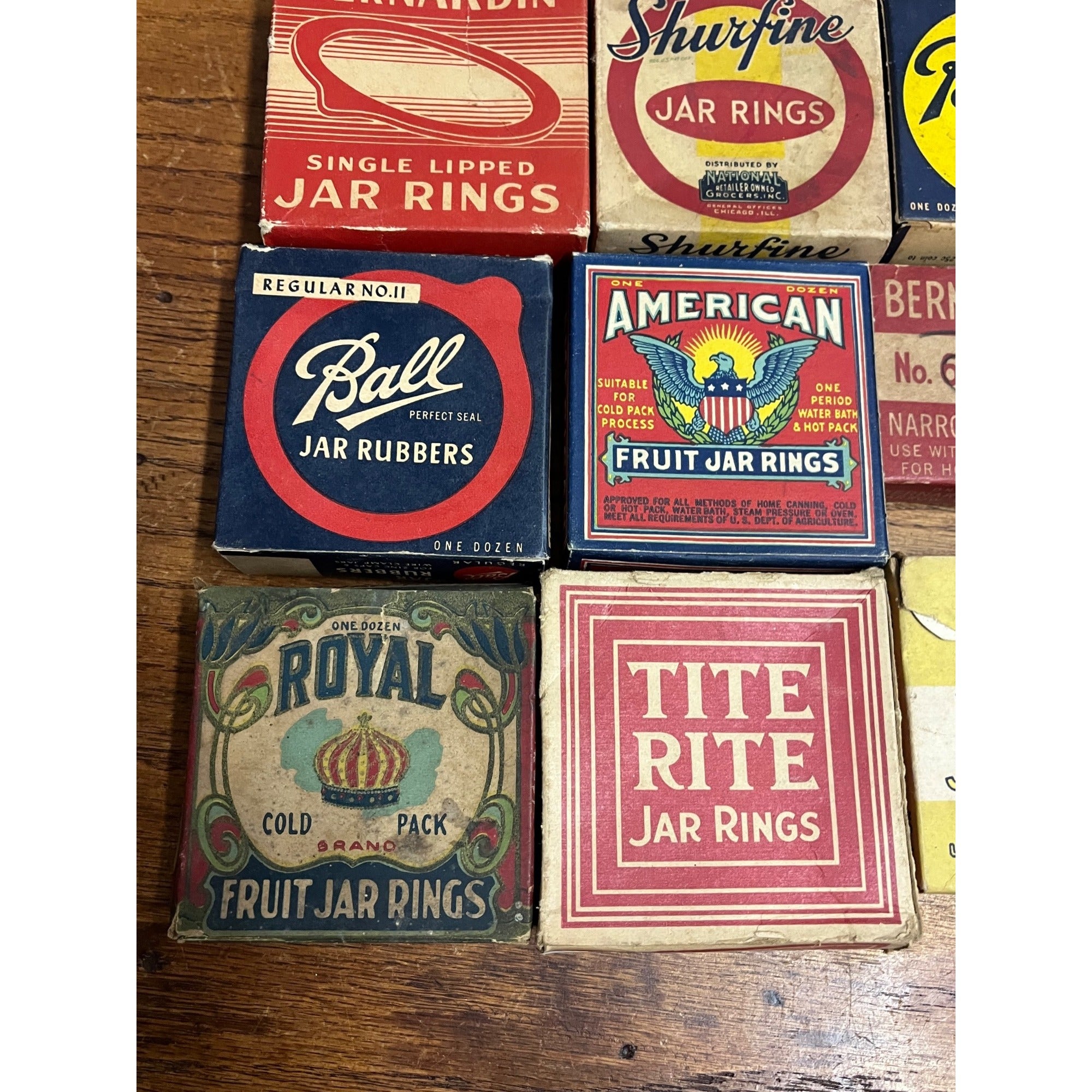 Vintage Collection Huge Lot Fruit Glass Jar Rings & Lid Boxes BALL Royal