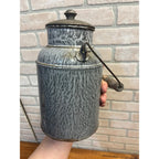 Antique Primitive Grey Graniteware / Enamelware Lidded Cream Pail/ Farmhouse / Kitchen Decor / Gray