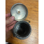 Antique Primitive Grey Graniteware / Enamelware Lidded Cream Pail/ Farmhouse / Kitchen Decor / Gray