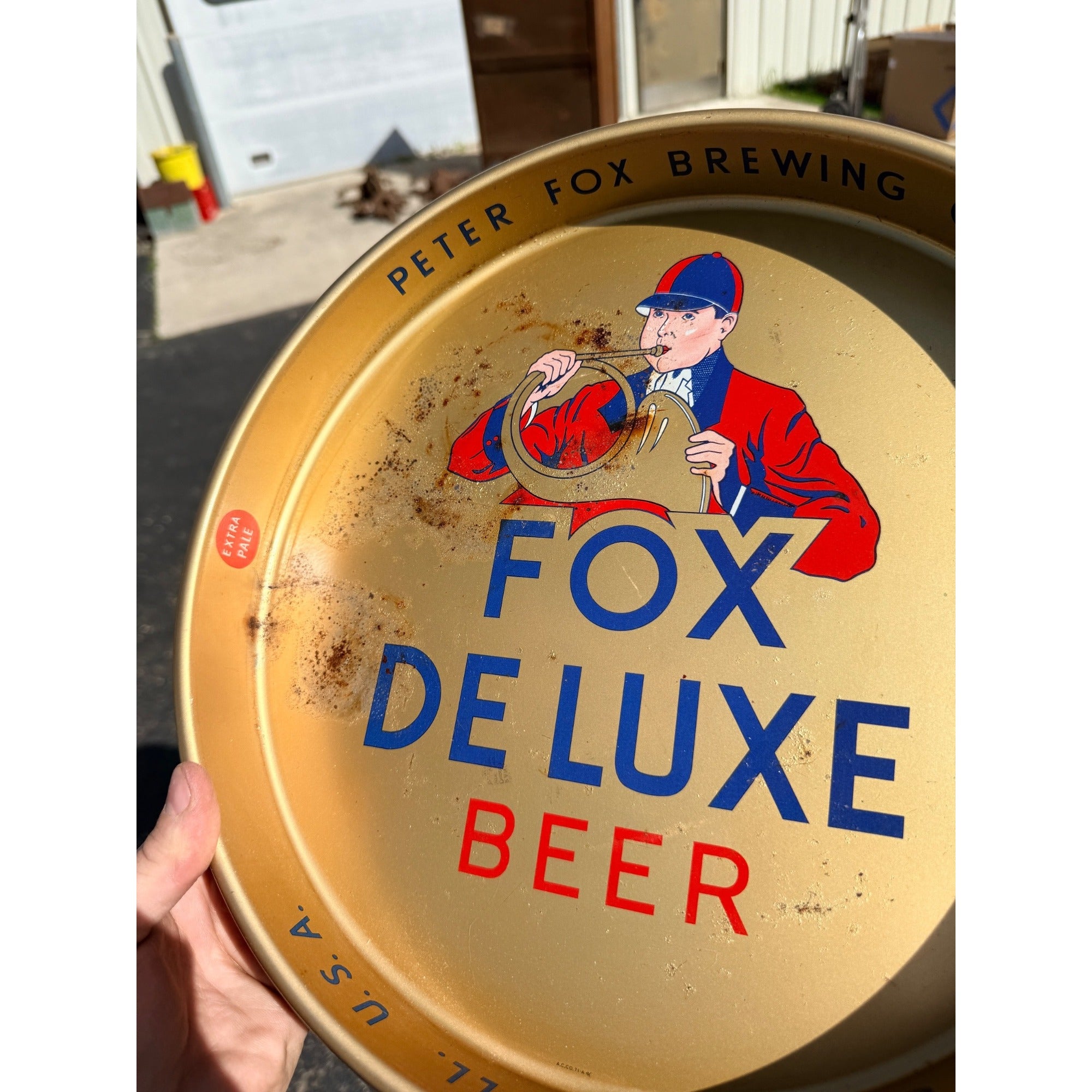 Vintage Fox De Luxe Beer Tray Peter Fox Brewing Chicago 13" Advertising