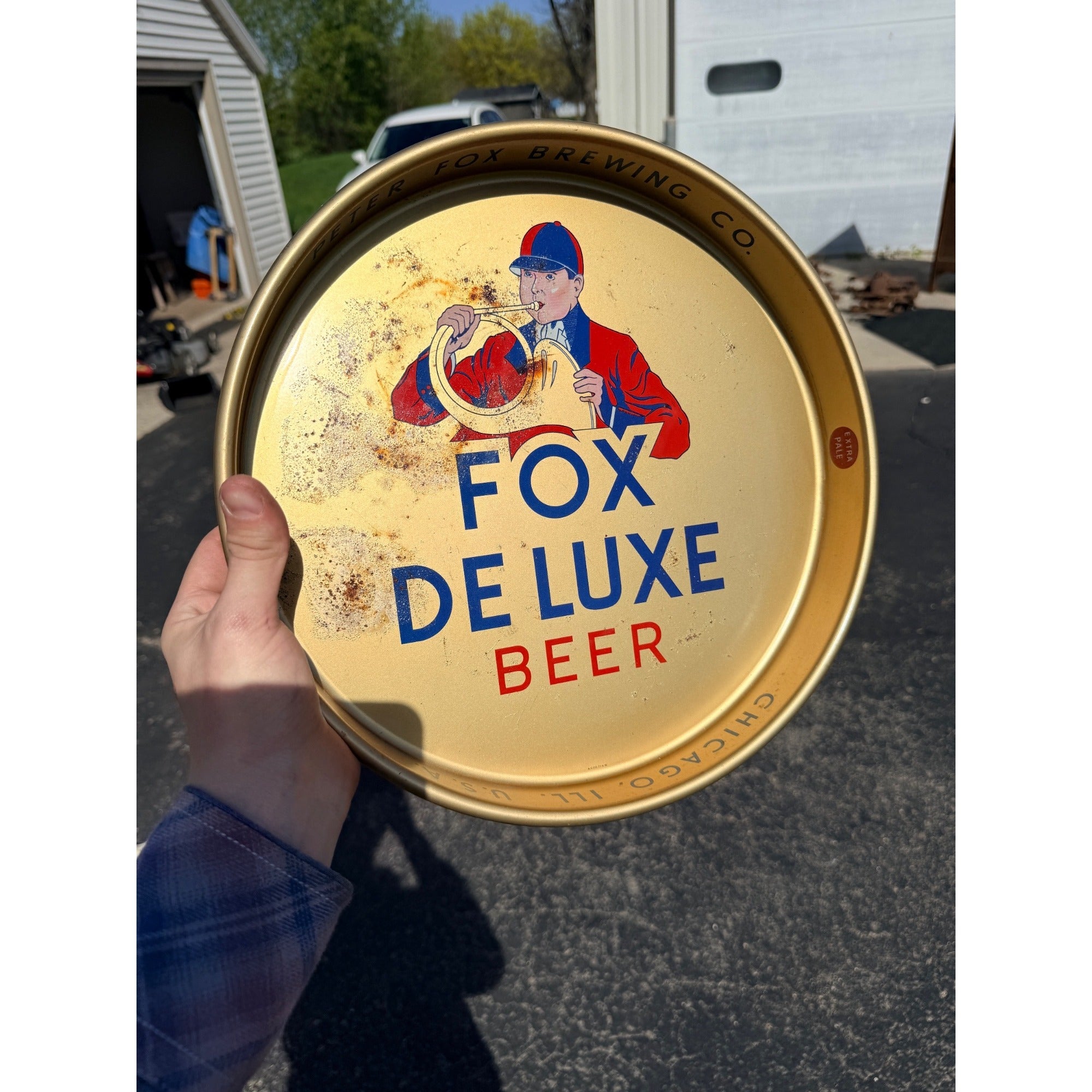 Vintage Fox De Luxe Beer Tray Peter Fox Brewing Chicago 13" Advertising