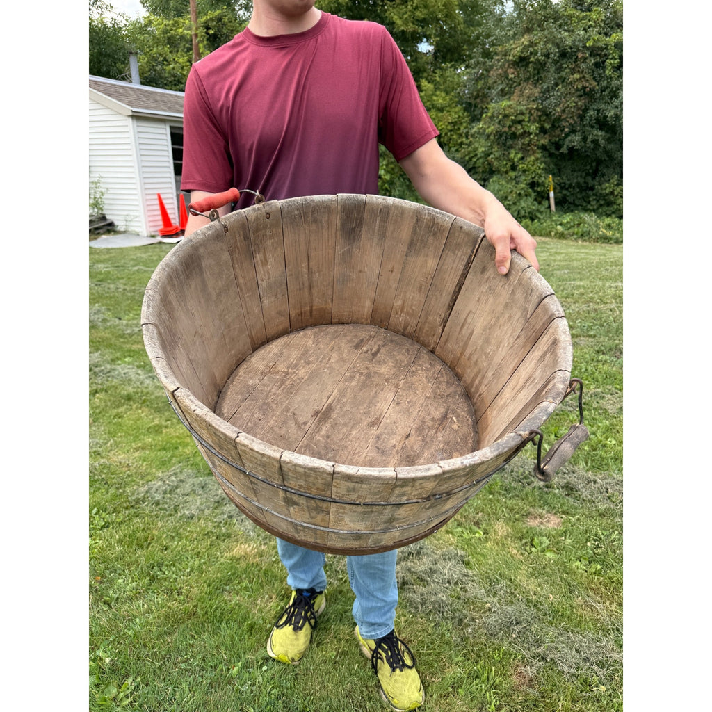 Antique Primitive Wooden Sausage Maker's Tub Basin Wood Stave Farmhouse Original Paint AAFA