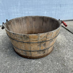 Antique Primitive Wooden Sausage Maker's Tub Basin Wood Stave Farmhouse Original Paint AAFA