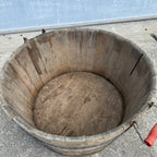 Antique Primitive Wooden Sausage Maker's Tub Basin Wood Stave Farmhouse Original Paint AAFA