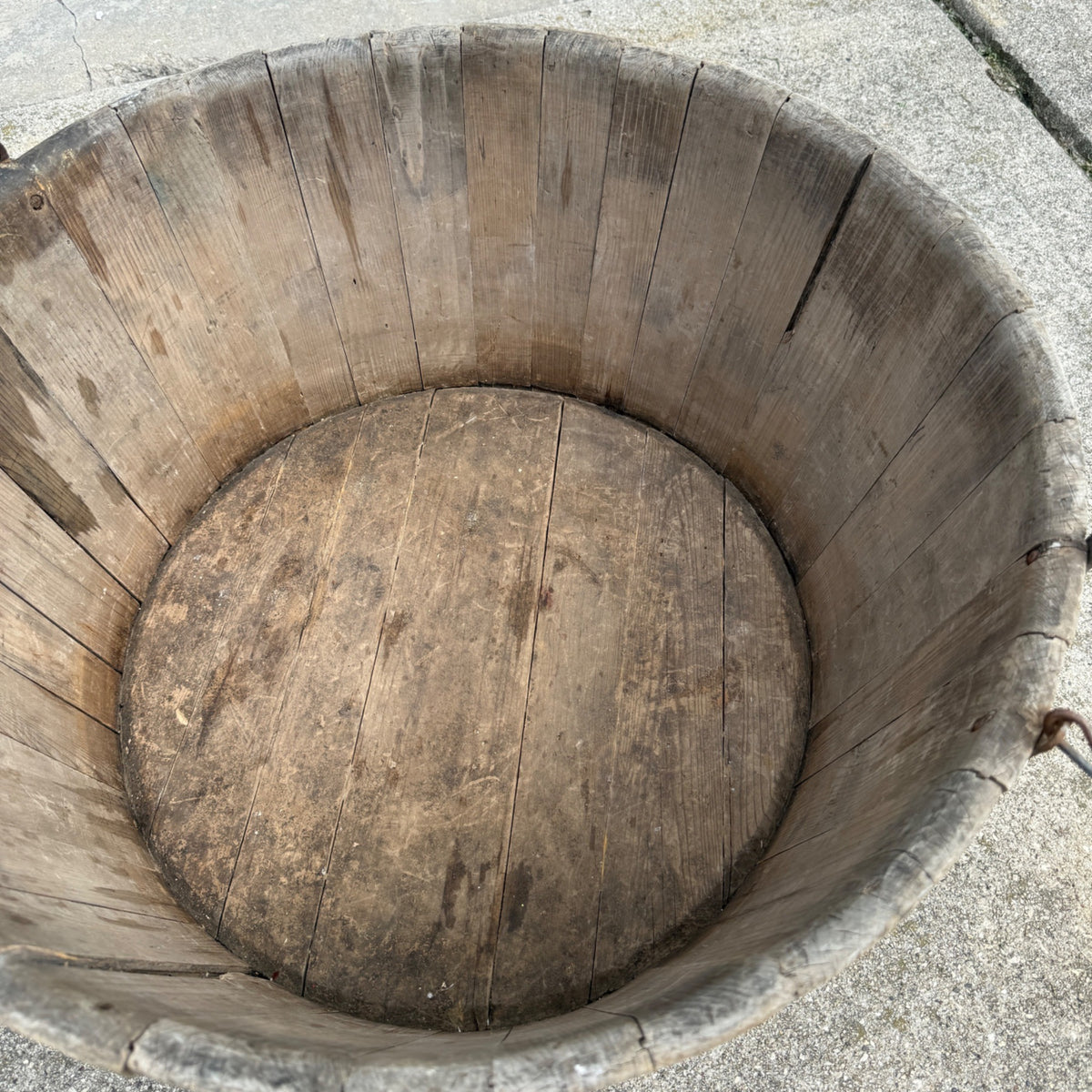 Antique Primitive Wooden Sausage Maker's Tub Basin Wood Stave Farmhouse Original Paint AAFA
