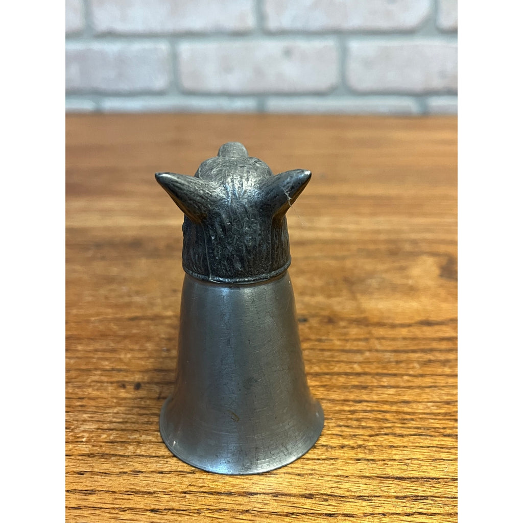 Vintage Pewter Fox Wolf Coyote Dog Head Shot Glass Stirrup Cup