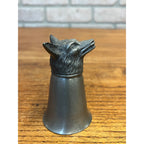 Vintage Pewter Fox Wolf Coyote Dog Head Shot Glass Stirrup Cup