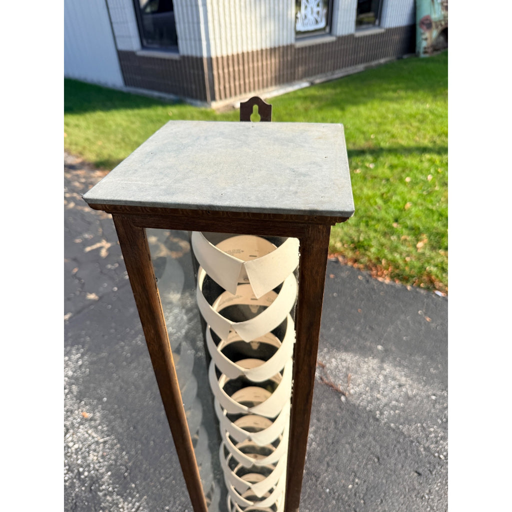 RARE Vintage 1920s Arrow Short Collars Vertical Oak Wooden Display Case General Store Showcase