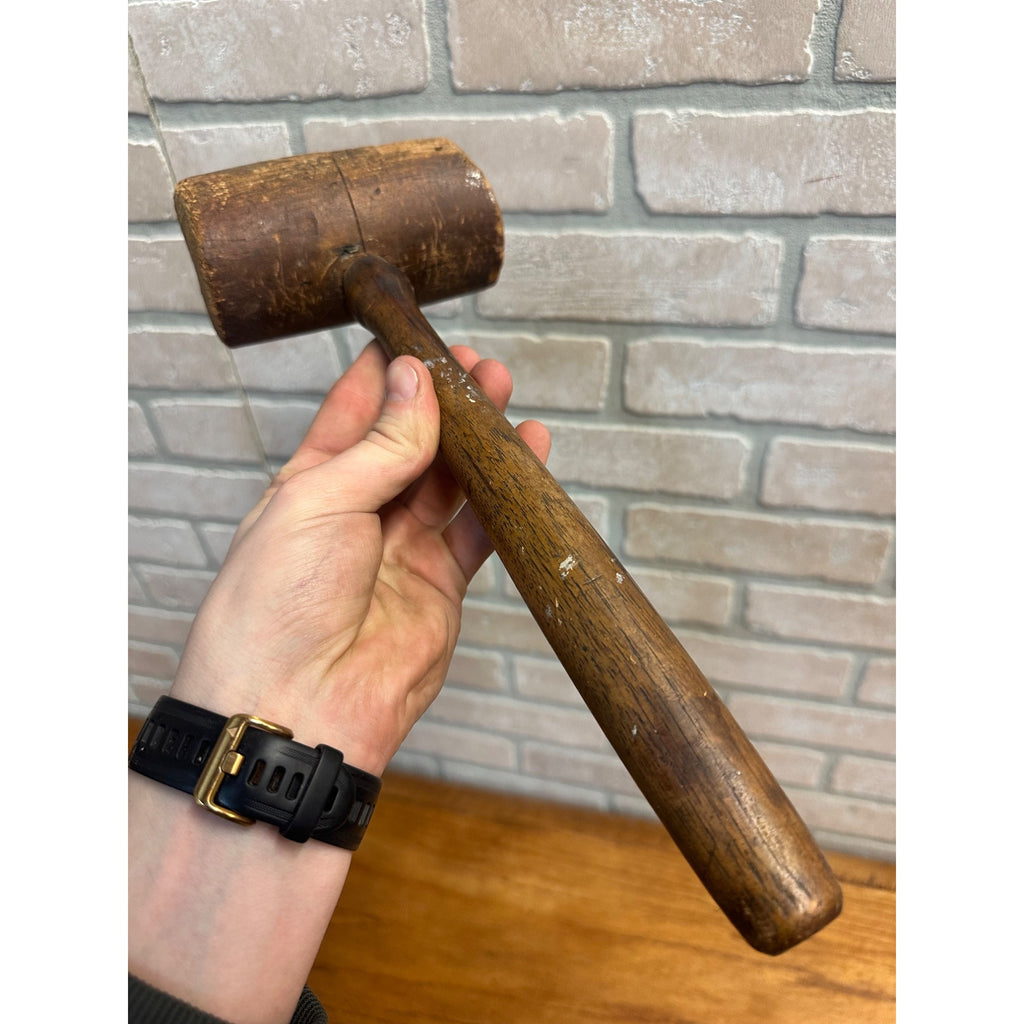 Antique Wooden Mallet Hammer Primitive Tool 1800s Carpenter Tool Farm Rustic