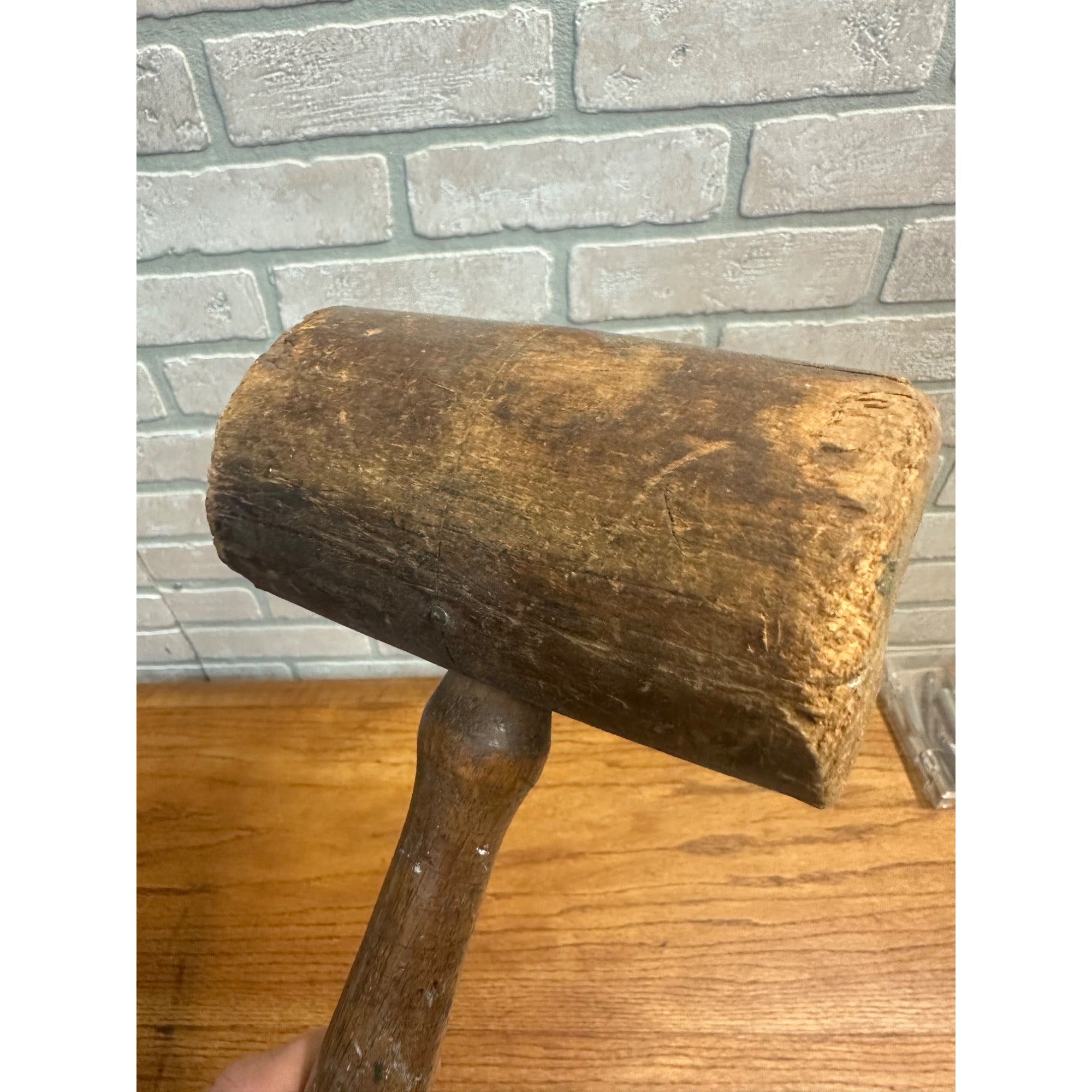 Antique Wooden Mallet Hammer Primitive Tool 1800s Carpenter Tool Farm Rustic