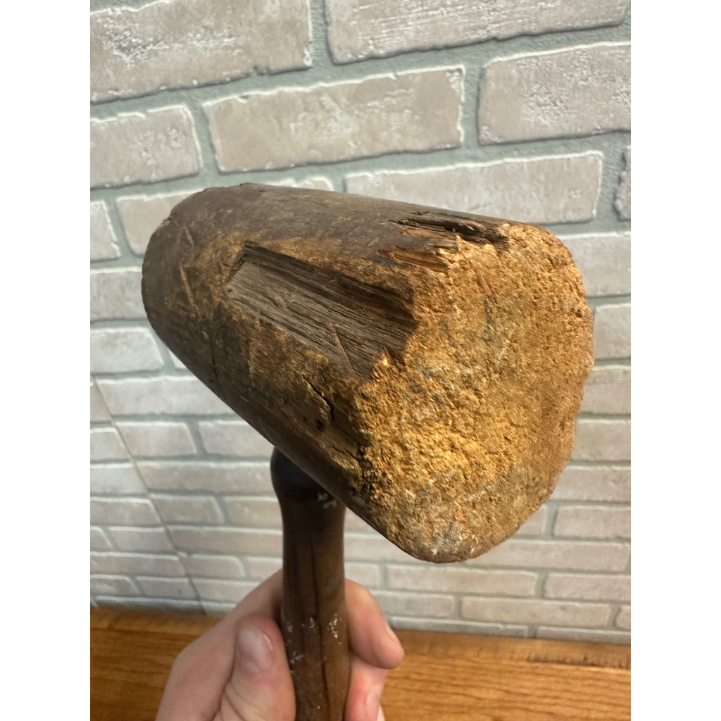 Antique Wooden Mallet Hammer Primitive Tool 1800s Carpenter Tool Farm Rustic