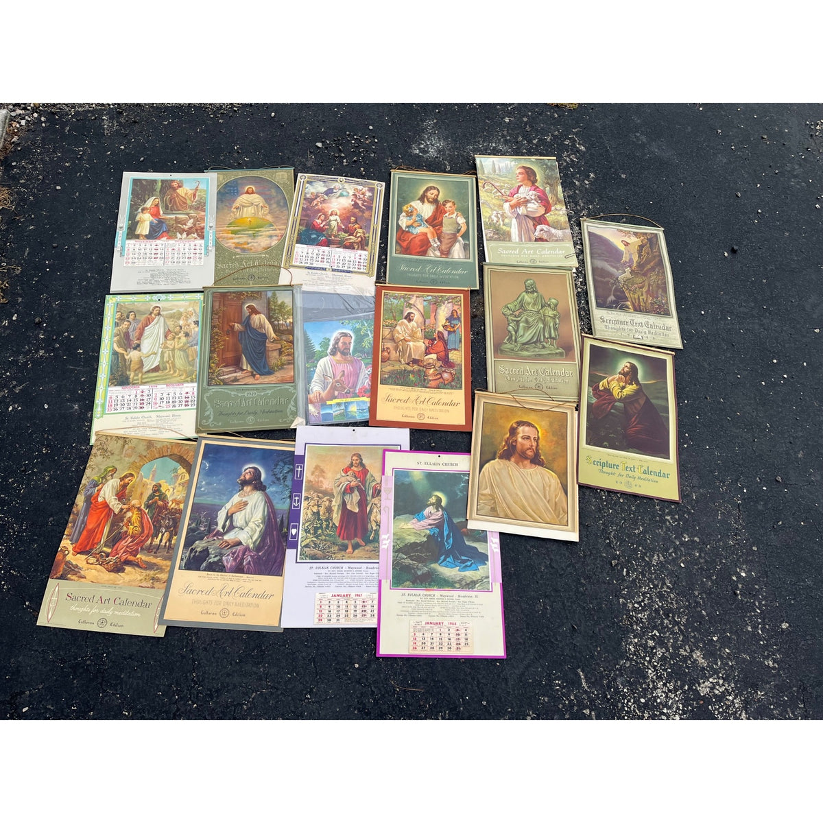 Huge Lot 1940s-1960s Litho Religious Advertising Lutheran Calendars Lot