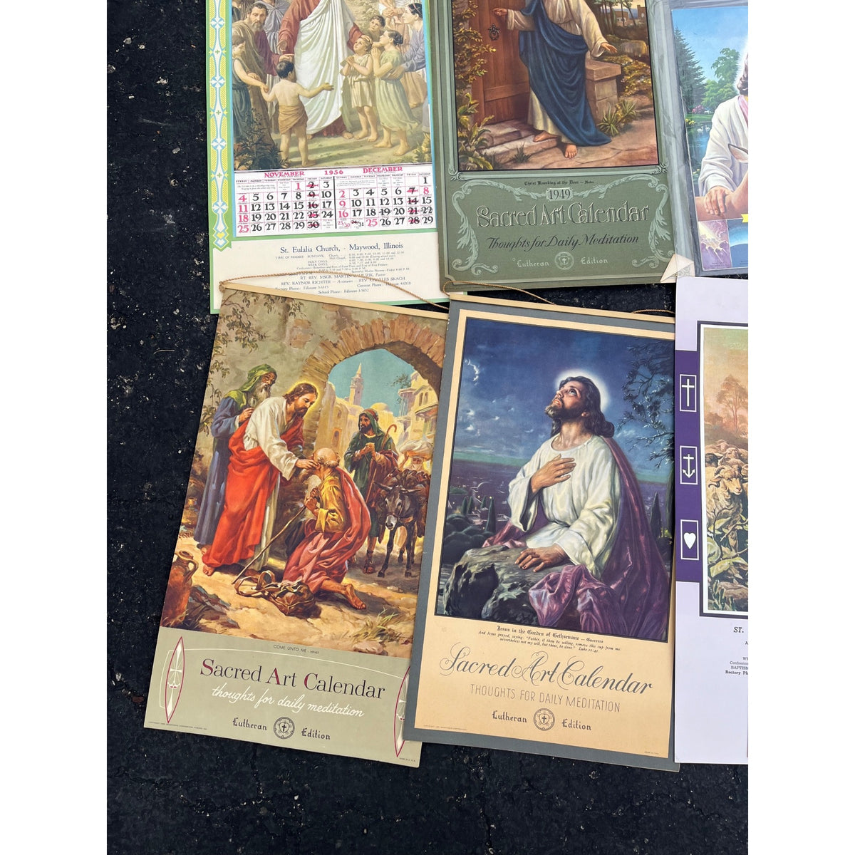 Huge Lot 1940s-1960s Litho Religious Advertising Lutheran Calendars Lot