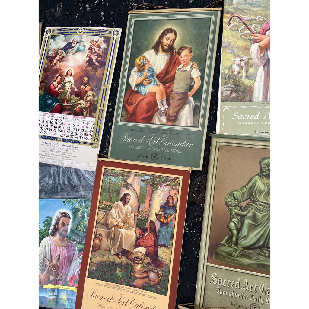 Huge Lot 1940s-1960s Litho Religious Advertising Lutheran Calendars Lot