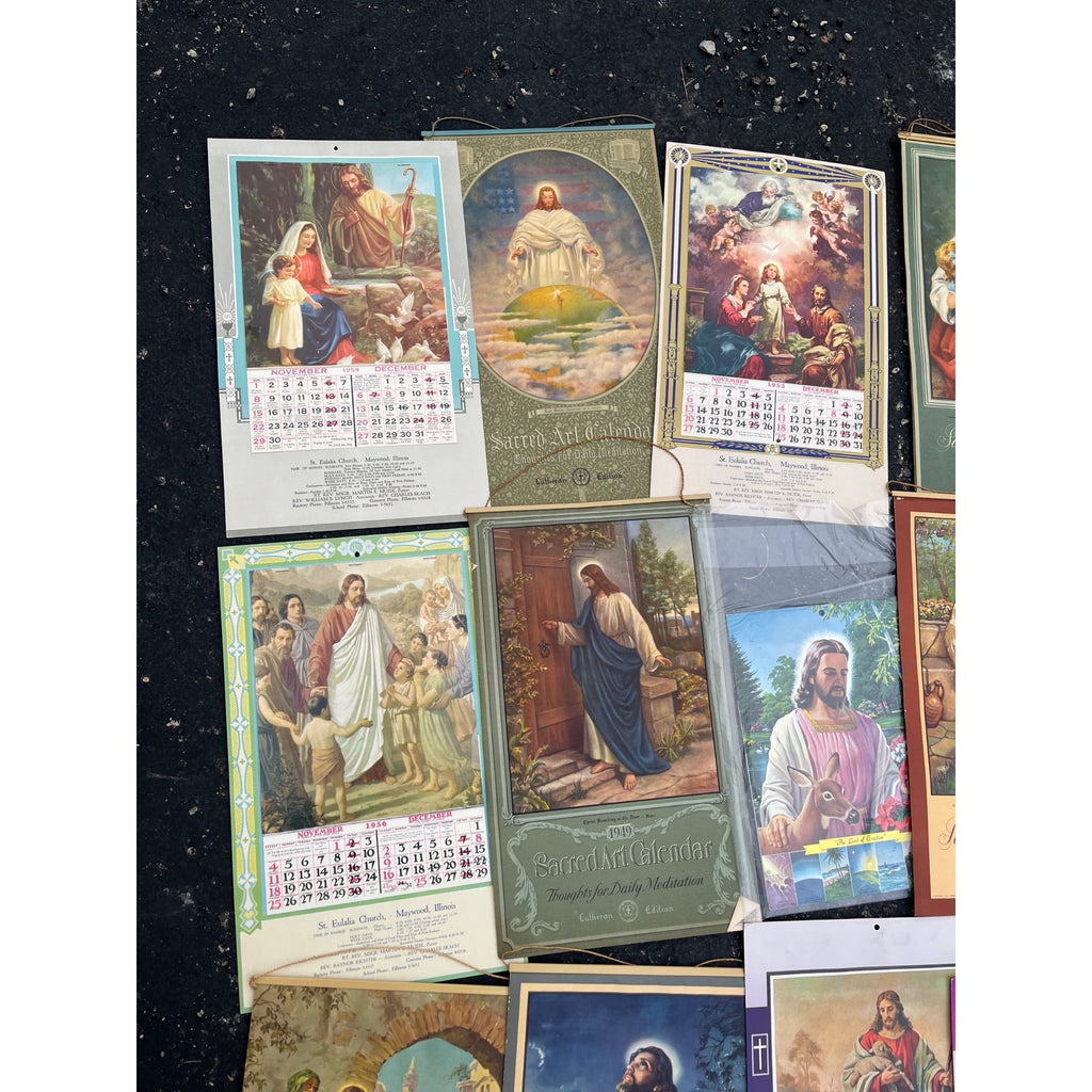 Huge Lot 1940s-1960s Litho Religious Advertising Lutheran Calendars Lot