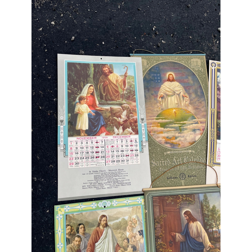 Huge Lot 1940s-1960s Litho Religious Advertising Lutheran Calendars Lot