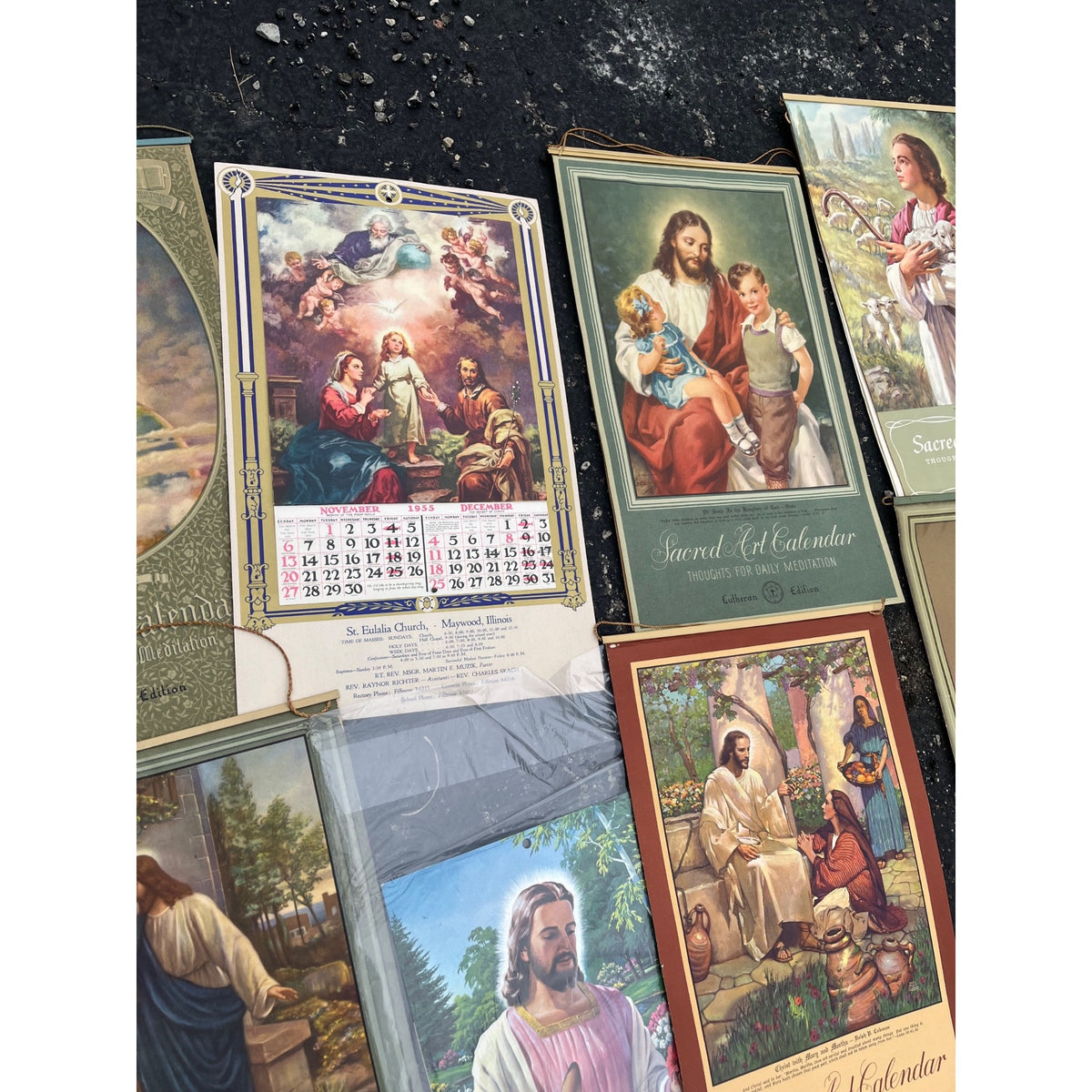 Huge Lot 1940s-1960s Litho Religious Advertising Lutheran Calendars Lot