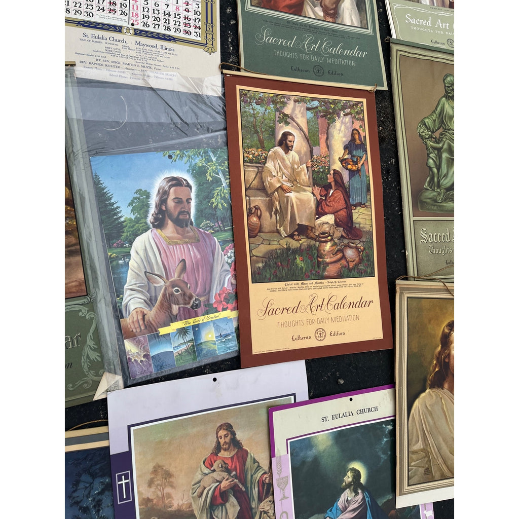 Huge Lot 1940s-1960s Litho Religious Advertising Lutheran Calendars Lot