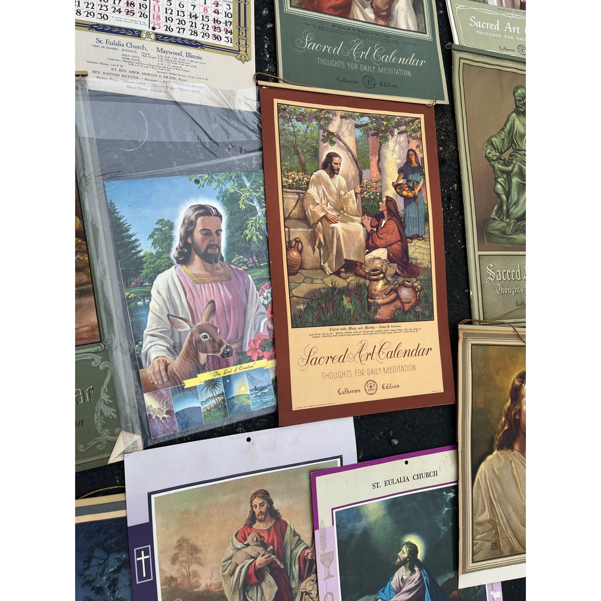Huge Lot 1940s-1960s Litho Religious Advertising Lutheran Calendars Lot