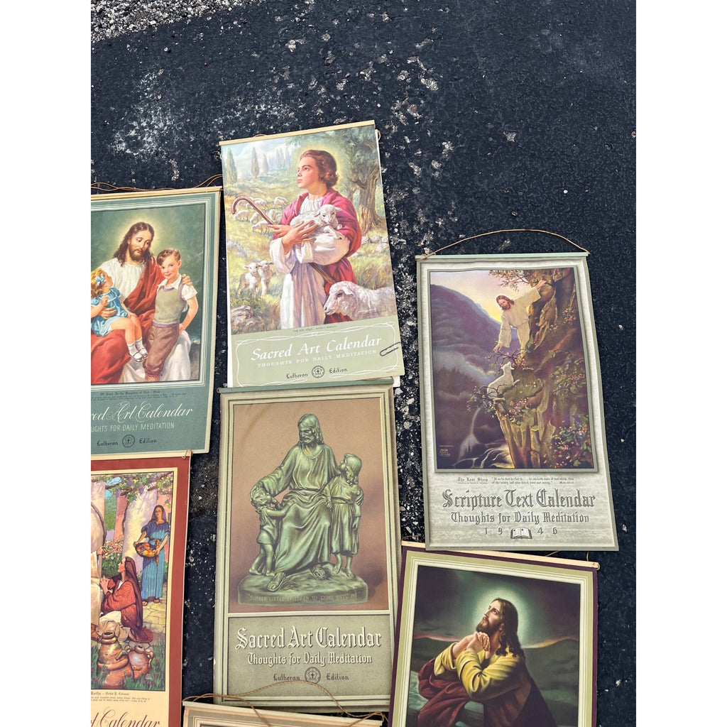 Huge Lot 1940s-1960s Litho Religious Advertising Lutheran Calendars Lot