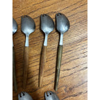 Lot of 8 Vintage MCM Stainless Steel Otagiri Japanese Salad Serving Spoons Wood
