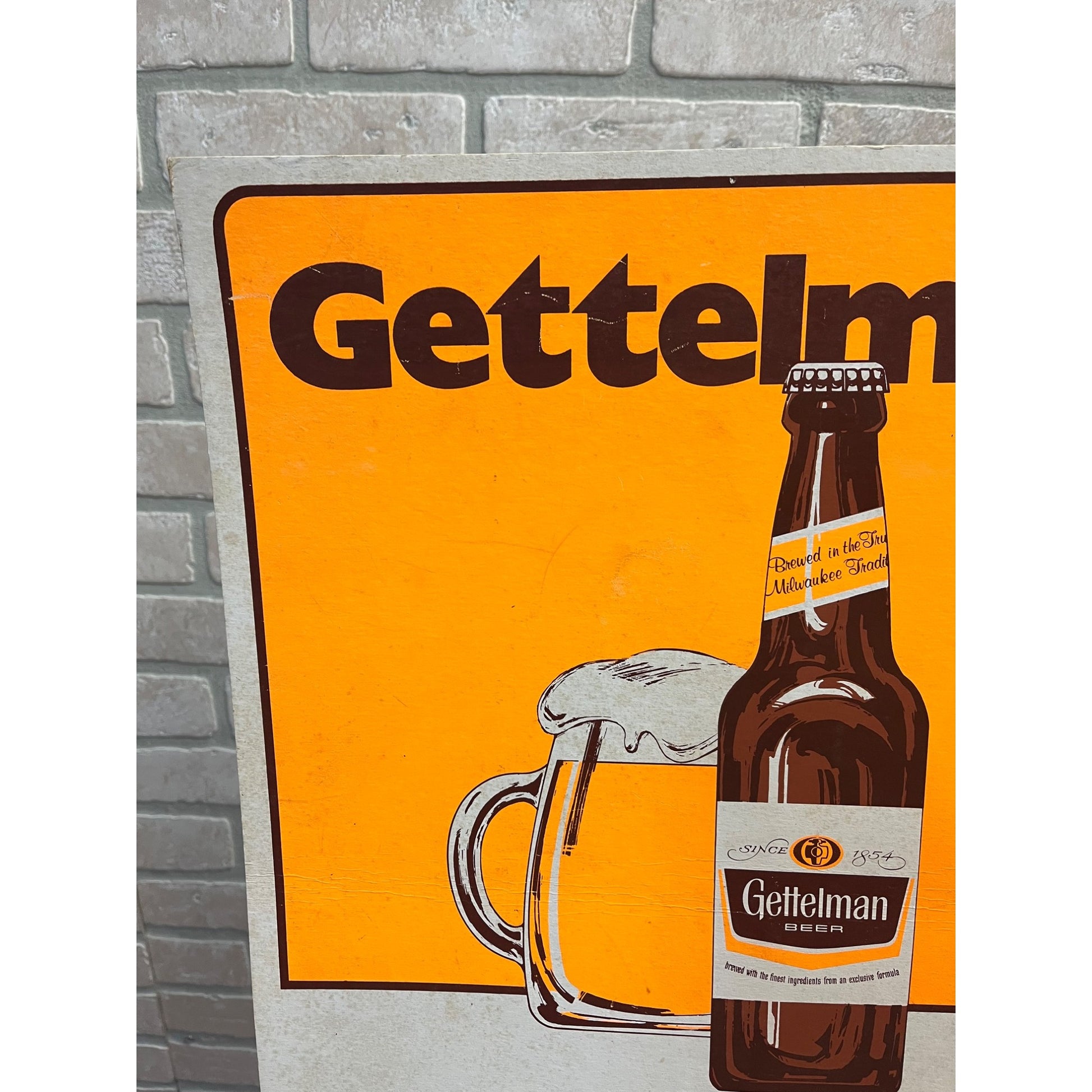 Vintage 1971 Gettelman Milwaukee Beer Cardboard Advertising Bar Sign Miller
