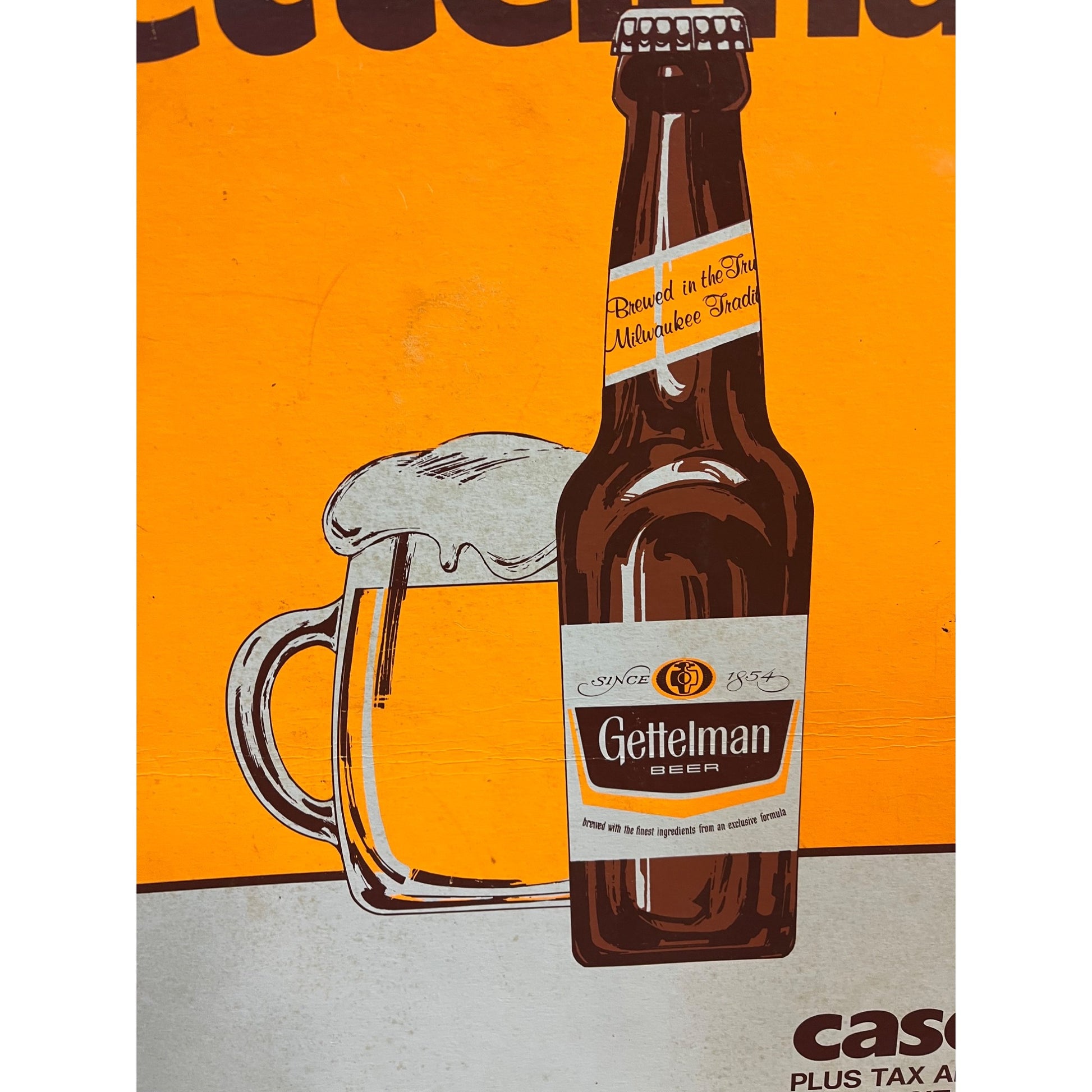 Vintage 1971 Gettelman Milwaukee Beer Cardboard Advertising Bar Sign Miller