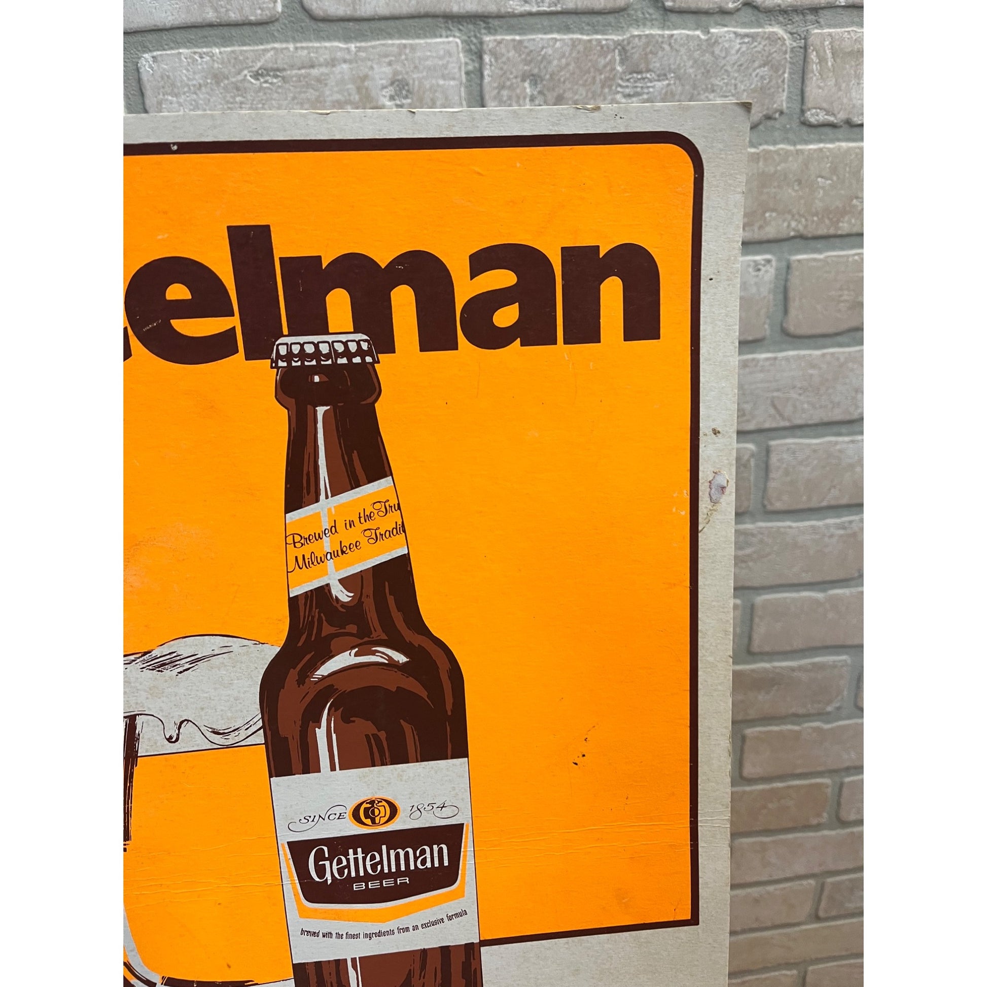 Vintage 1971 Gettelman Milwaukee Beer Cardboard Advertising Bar Sign Miller