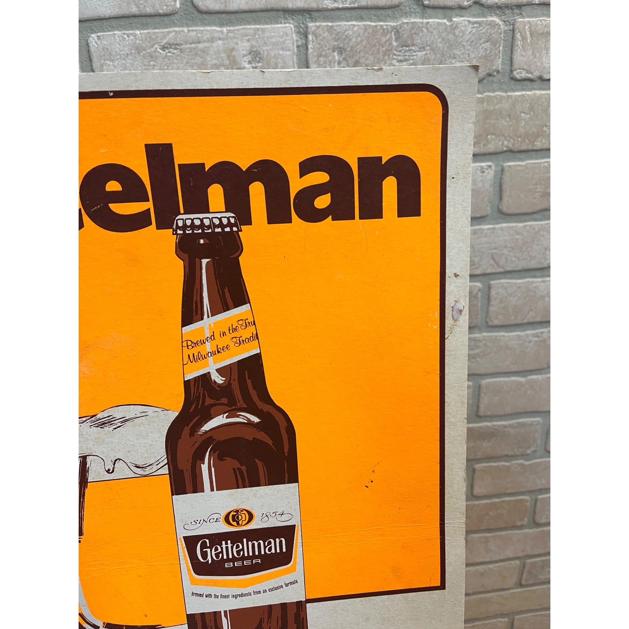 Vintage 1971 Gettelman Milwaukee Beer Cardboard Advertising Bar Sign Miller