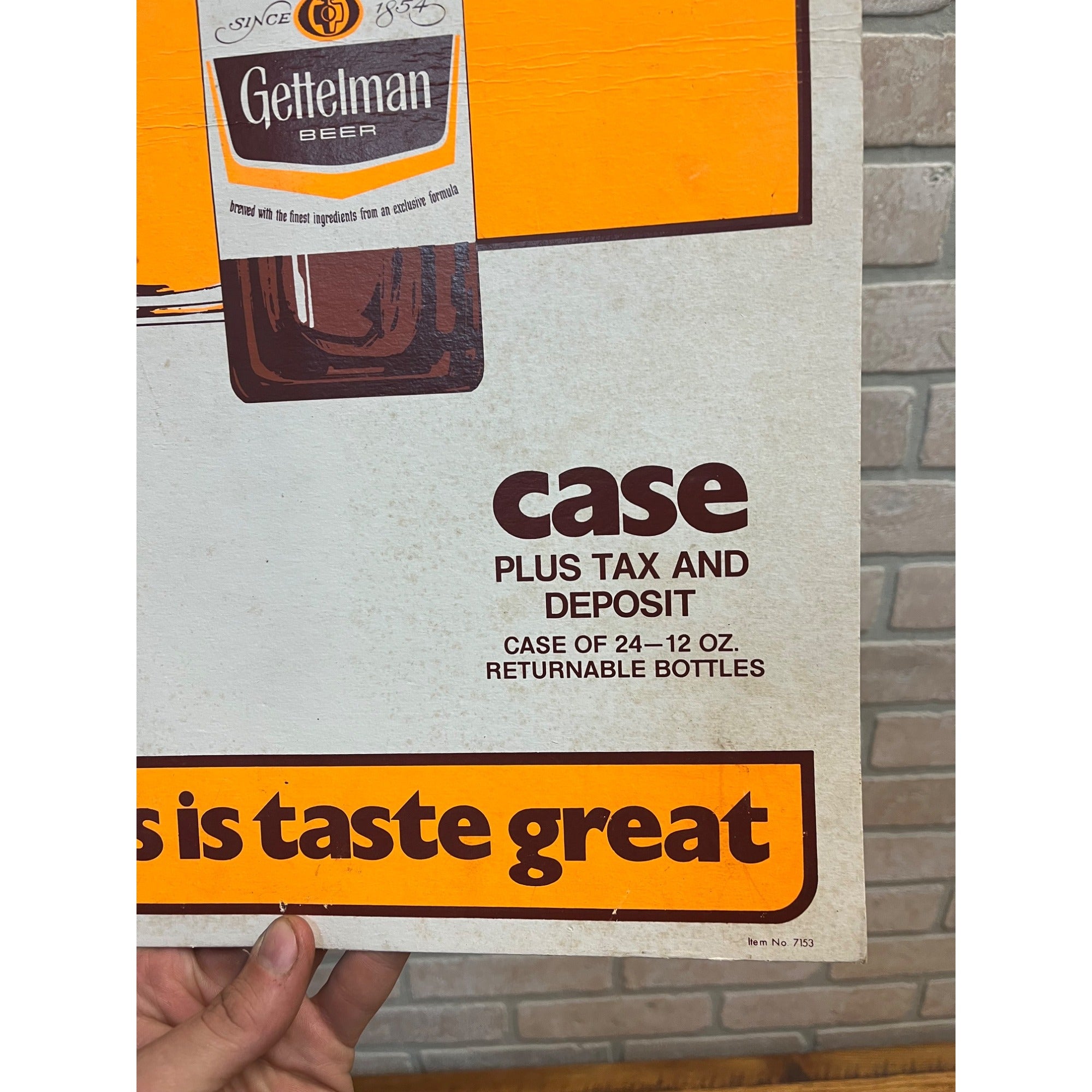 Vintage 1971 Gettelman Milwaukee Beer Cardboard Advertising Bar Sign Miller
