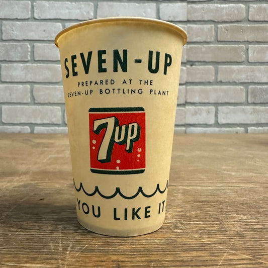 Scarce Vintage 7up Bottling Plant 7-1/4 oz Soda Promotional Wax Paper Cup