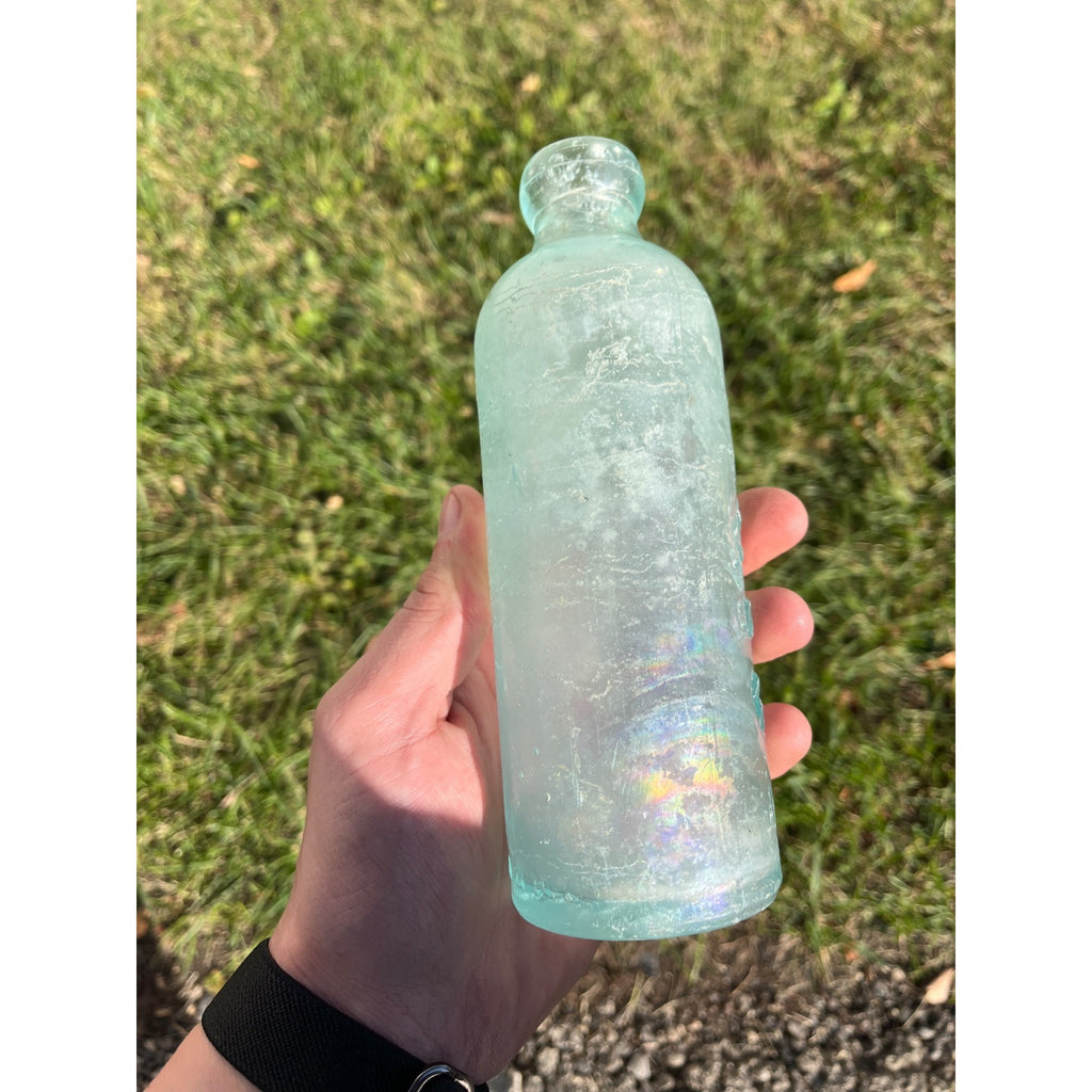 Henry Schinz c1890s Milwaukee Wis Aqua Blue Soda Bottle Blob Top Hutchinson