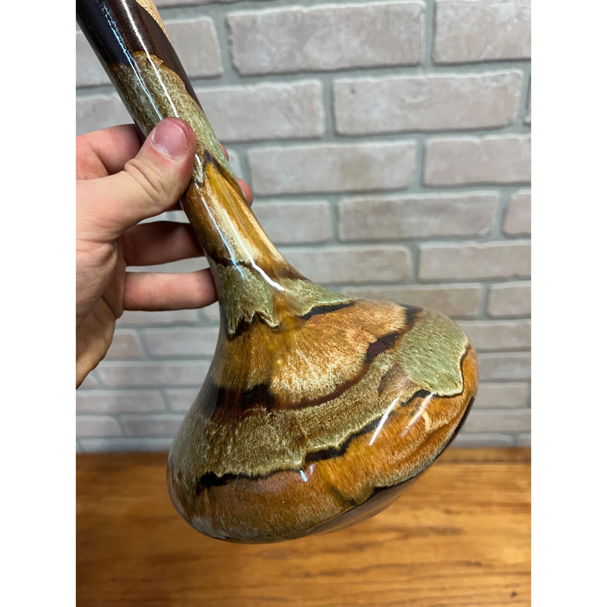 Vintage MCM Dryden Hot Springs Arkansas Art Pottery Pitcher Flower Vase 11.5"