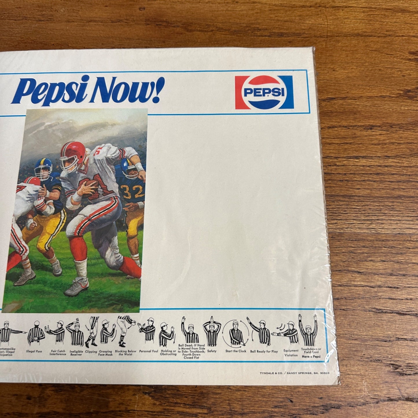 Vintage 1970s Pepsi Cola Soda Paper Sign Advertising Football Now Referee Store Display