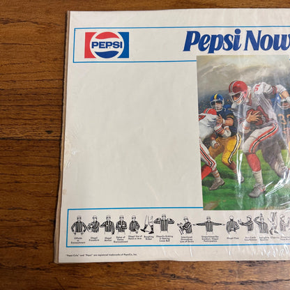 Vintage 1970s Pepsi Cola Soda Paper Sign Advertising Football Now Referee Store Display