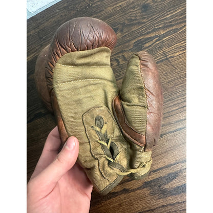 Antique 1920s-1930s Early Leather Boxing Gloves Old Vintage