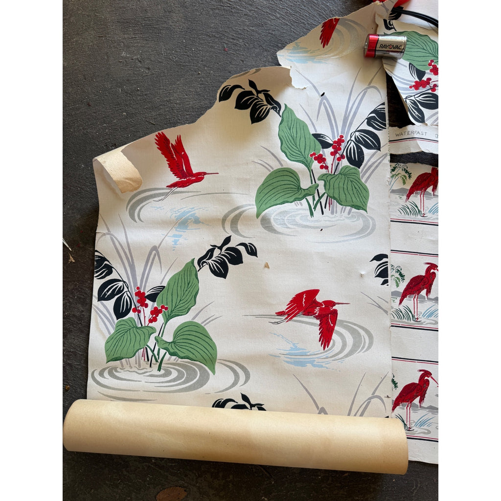 Vintage Floral Bird Hummingbird Wallpaper Rolls Lot For Crafting Repurpose