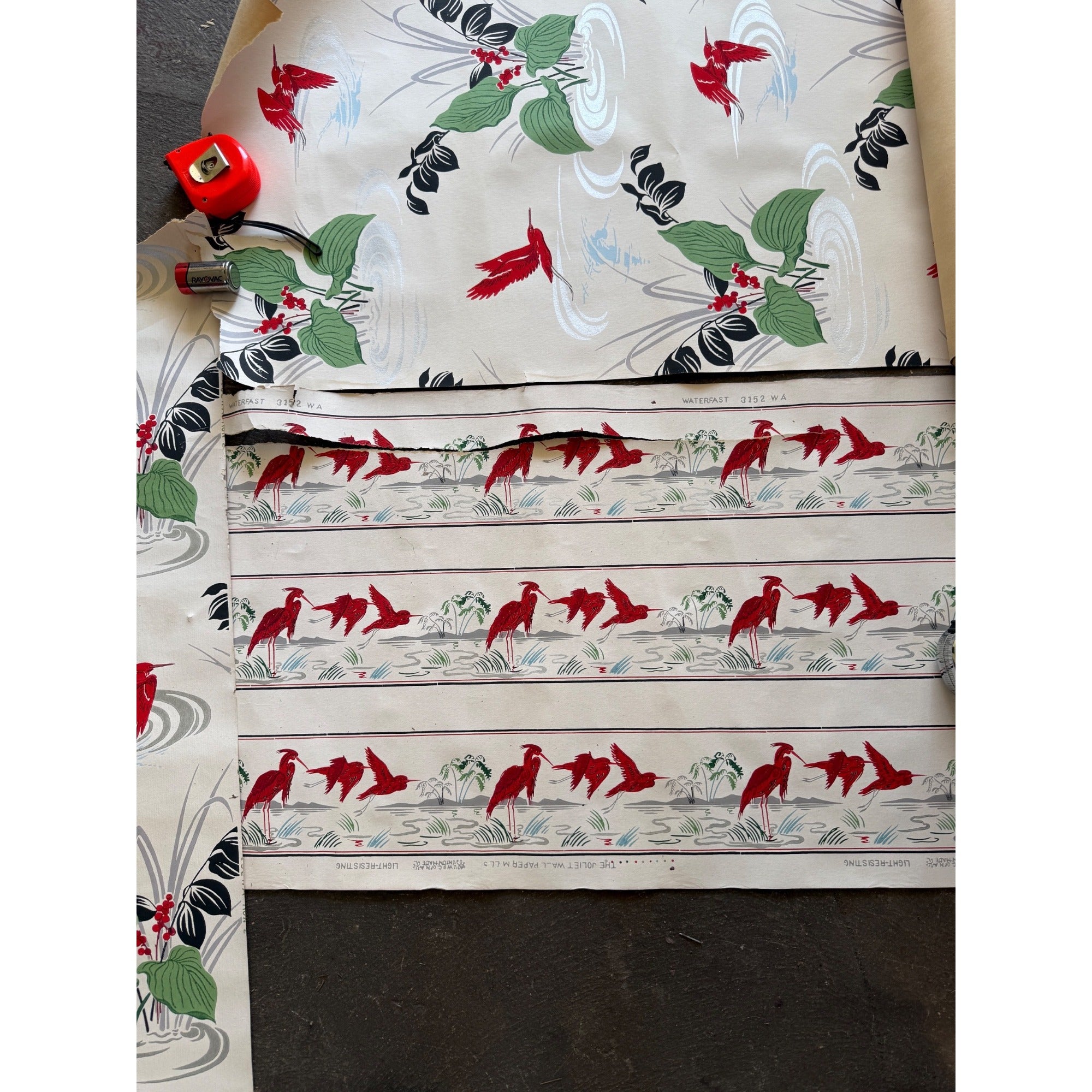 Vintage Floral Bird Hummingbird Wallpaper Rolls Lot For Crafting Repurpose
