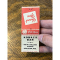 Vintage Matchbook Advertising - Kobal's Bar - Appleton, Wis.