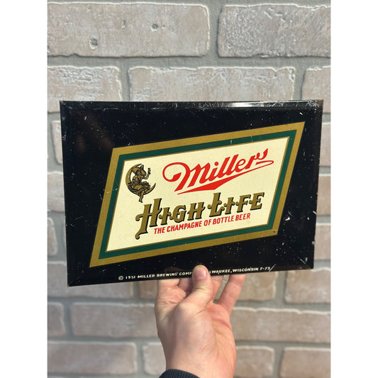 Vintage 1951 Miller High Life Beer Moon Girl Milwaukee Bar Advertising Sign TOC