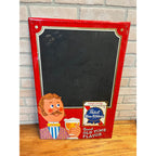 Vintage Pabst Blue Ribbon Beer Menu Board Tin Advertising Sign PBR Red