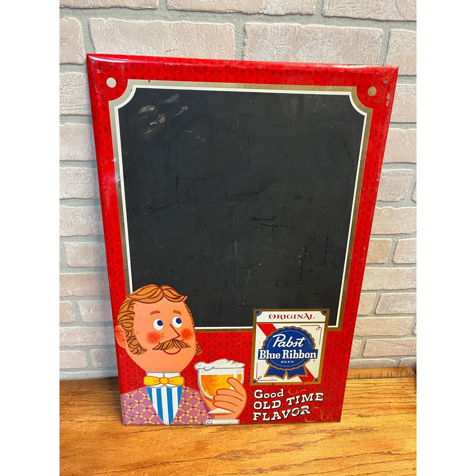Vintage Pabst Blue Ribbon Beer Menu Board Tin Advertising Sign PBR Red