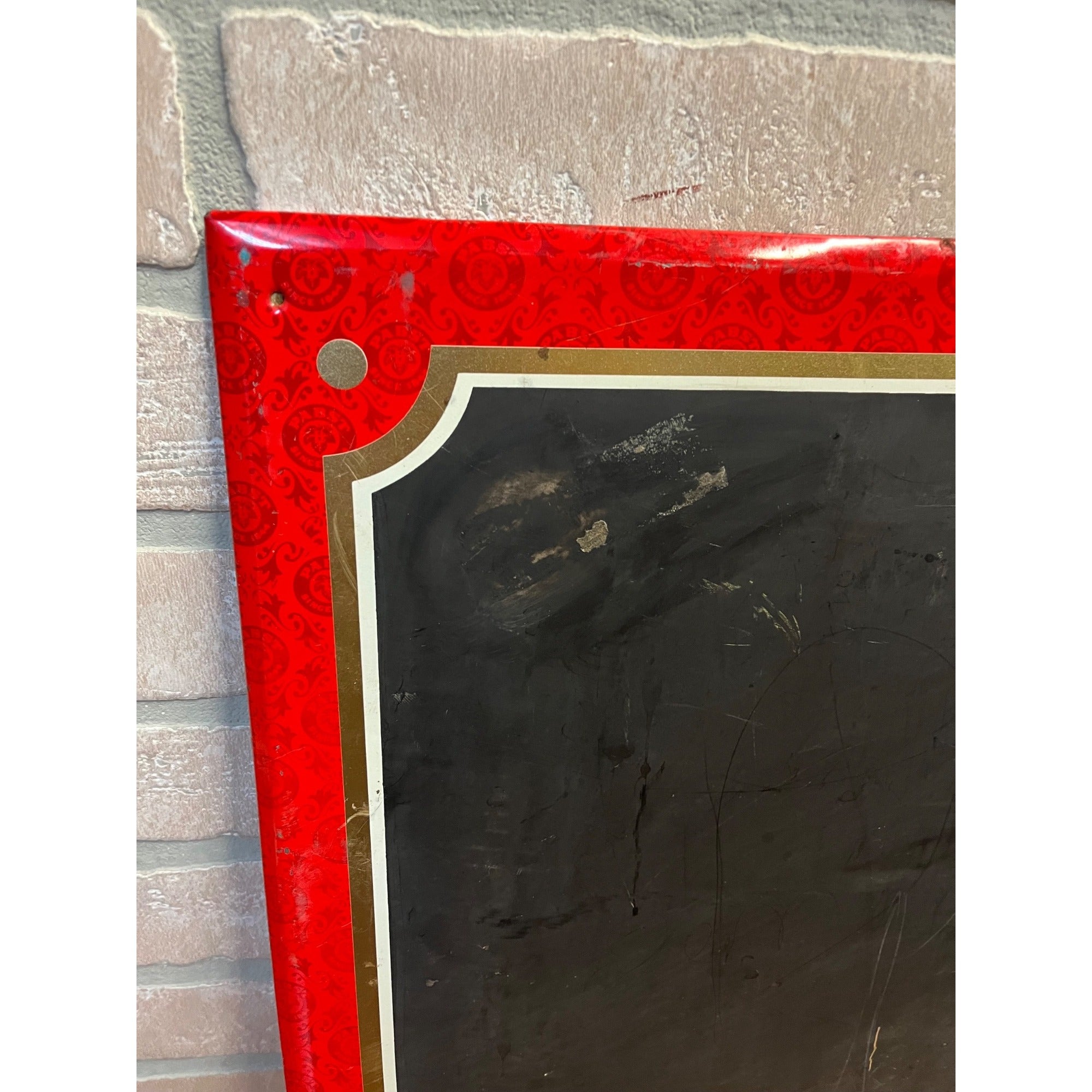Vintage Pabst Blue Ribbon Beer Menu Board Tin Advertising Sign PBR Red