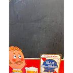 Vintage Pabst Blue Ribbon Beer Menu Board Tin Advertising Sign PBR Red