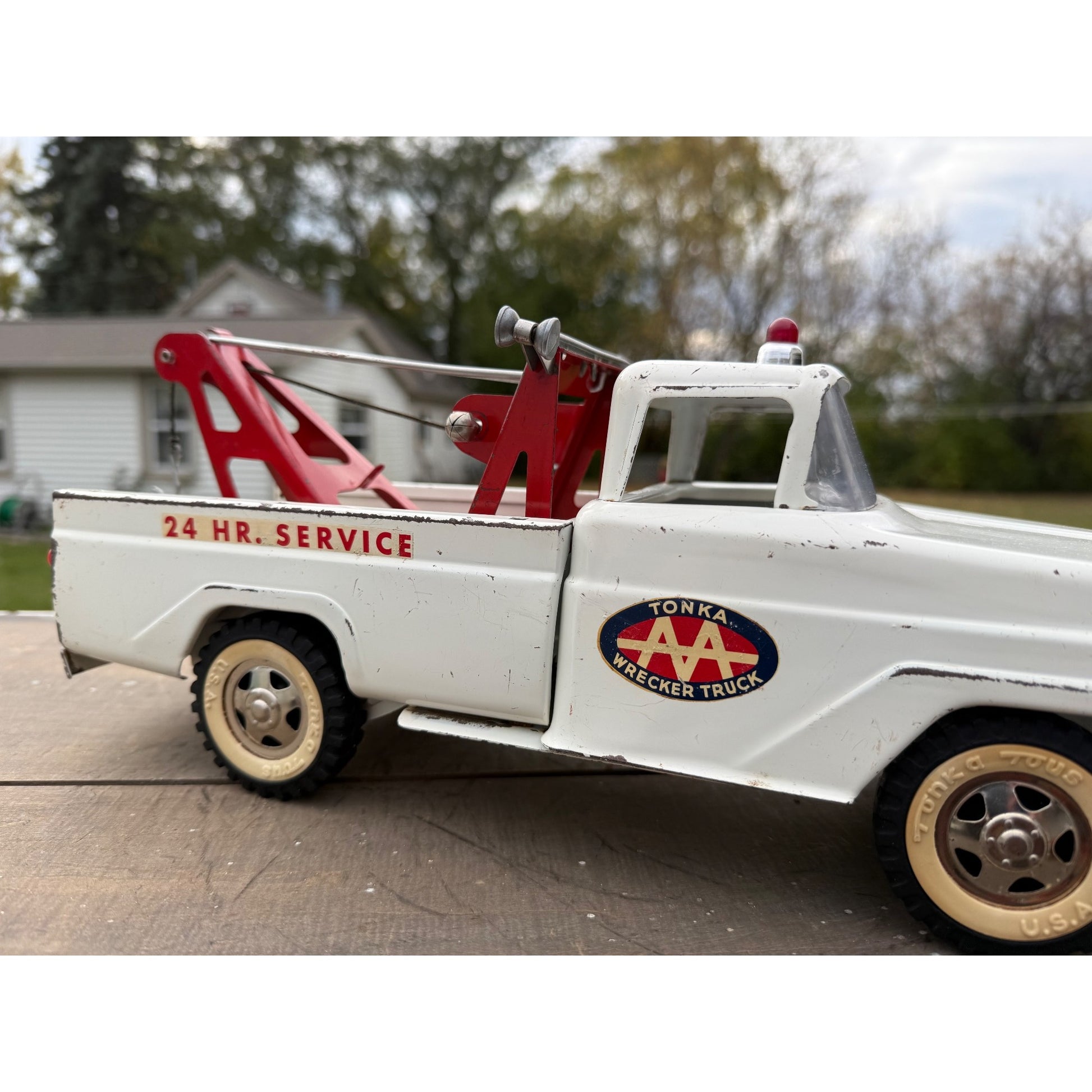 Vintage Tonka AA Wrecker Tow Truck Pressed Steel Toy