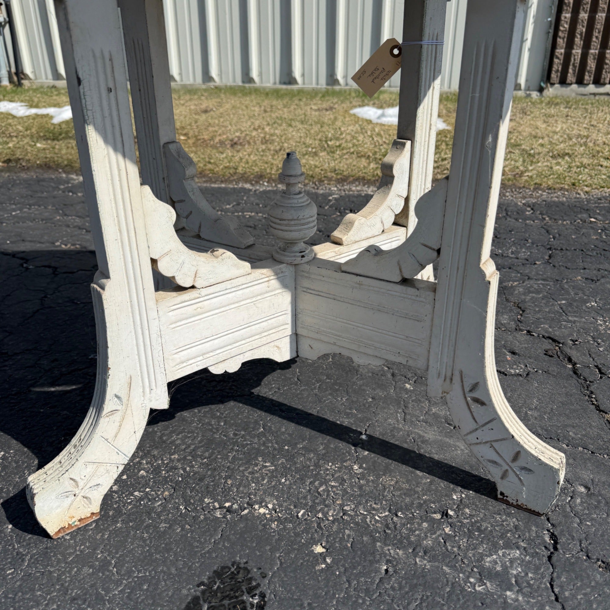 Antique Eastlake Style Plant Stand Parlor Decorative Table White Chippy Paint