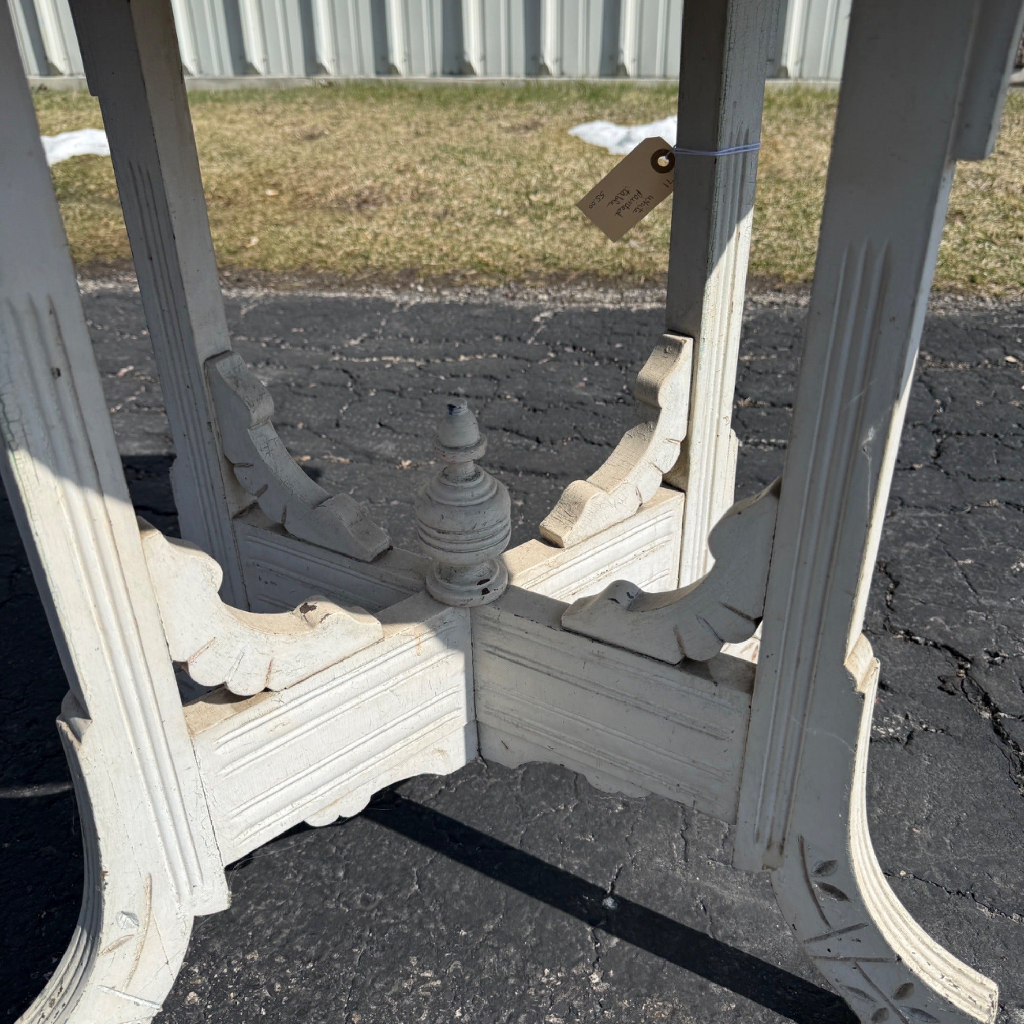 Antique Eastlake Style Plant Stand Parlor Decorative Table White Chippy Paint