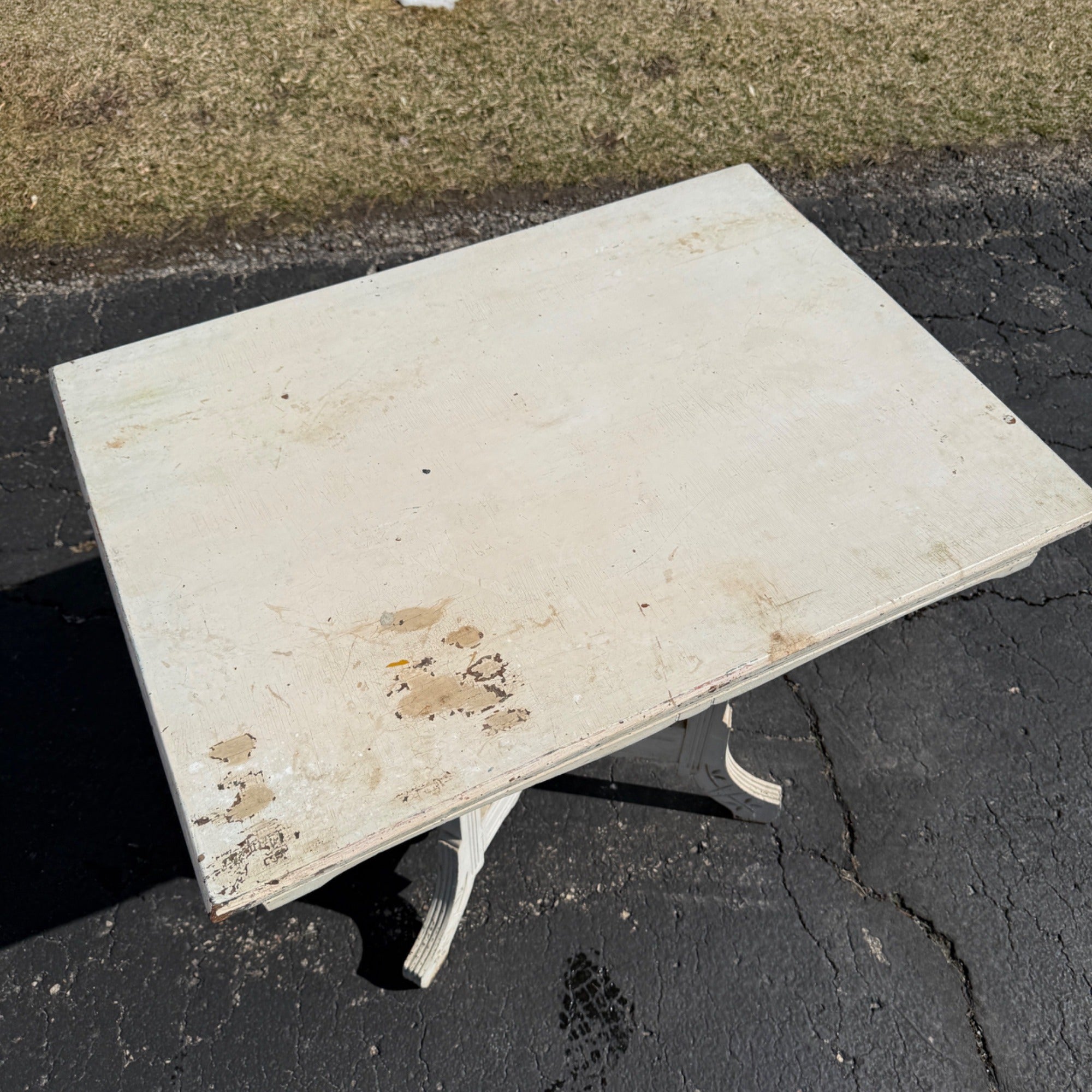 Antique Eastlake Style Plant Stand Parlor Decorative Table White Chippy Paint