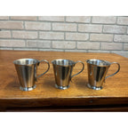 Vintage Old Hall Stainless Lot (3) Coffee / Espresso Small handled Cups MCM Mid-Century England
