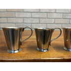 Vintage Old Hall Stainless Lot (3) Coffee / Espresso Small handled Cups MCM Mid-Century England